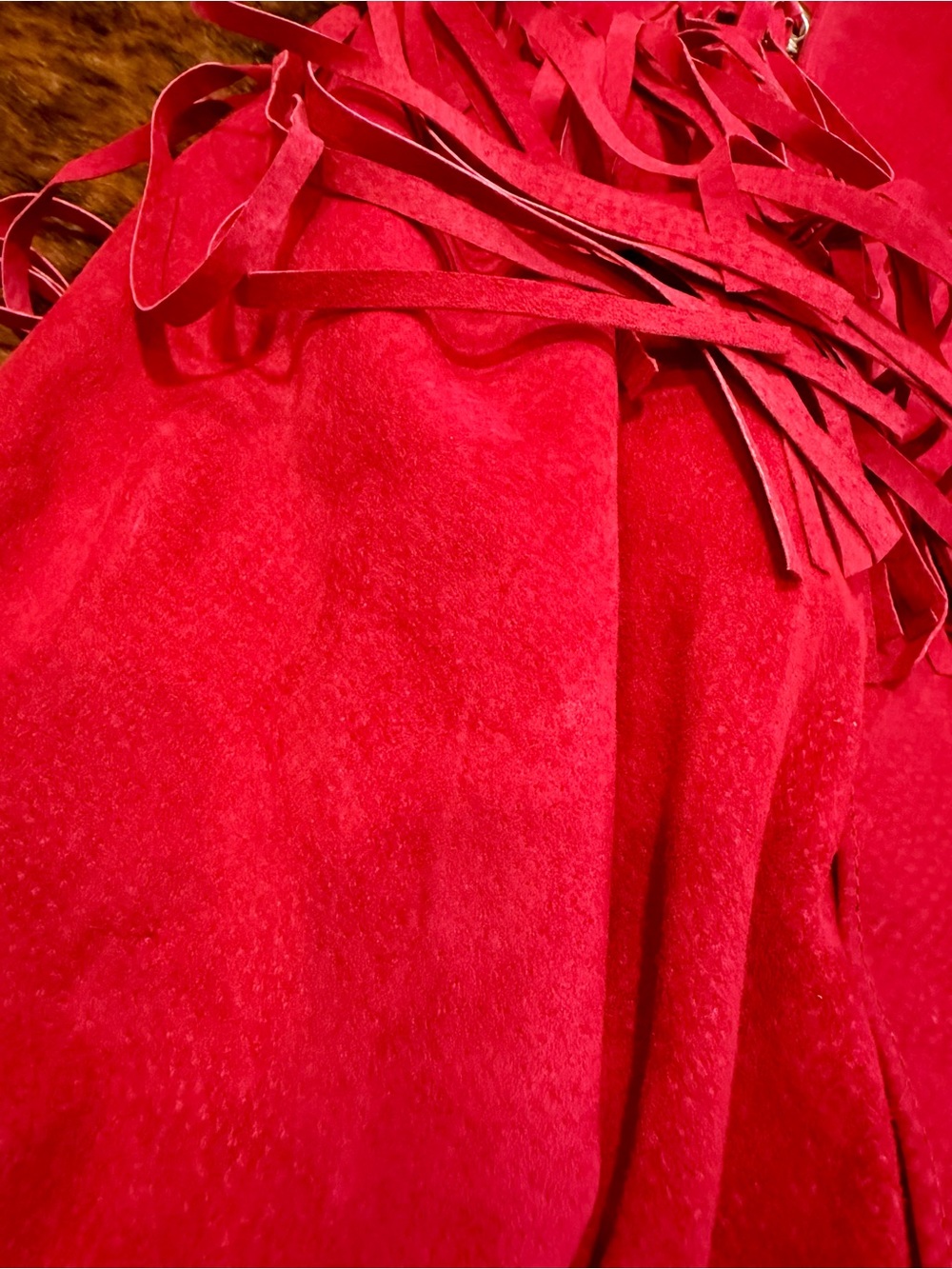 Rare Vintage Excellent Stylists NYC Fringe Red Suede Jacket Western  Boho-Size M - Picture 13 of 14